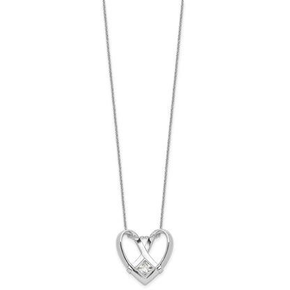 Sterling Silver Sentimental Expressions Rhodium-Plated Cz Captivated 18In. Necklace