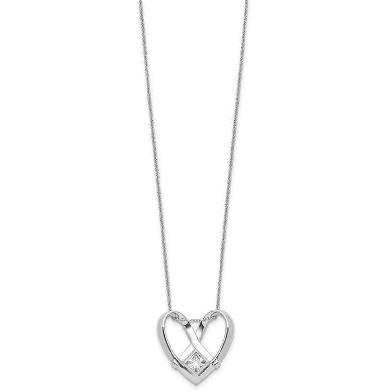 Sterling Silver Sentimental Expressions Rhodium-Plated Cz Captivated 18In. Necklace