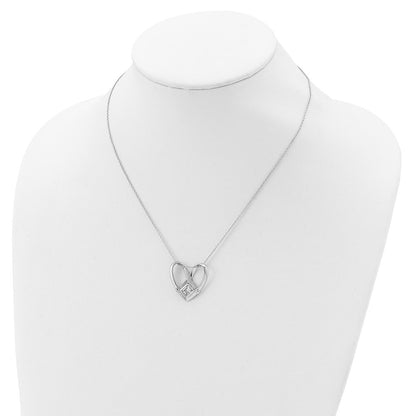 Sterling Silver Sentimental Expressions Rhodium-Plated Cz Captivated 18In. Necklace