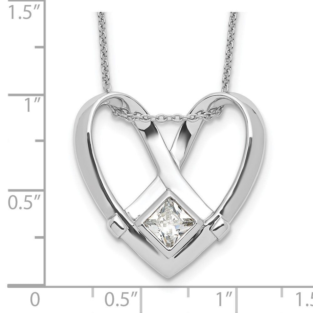 Sterling Silver Sentimental Expressions Rhodium-Plated Cz Captivated 18In. Necklace