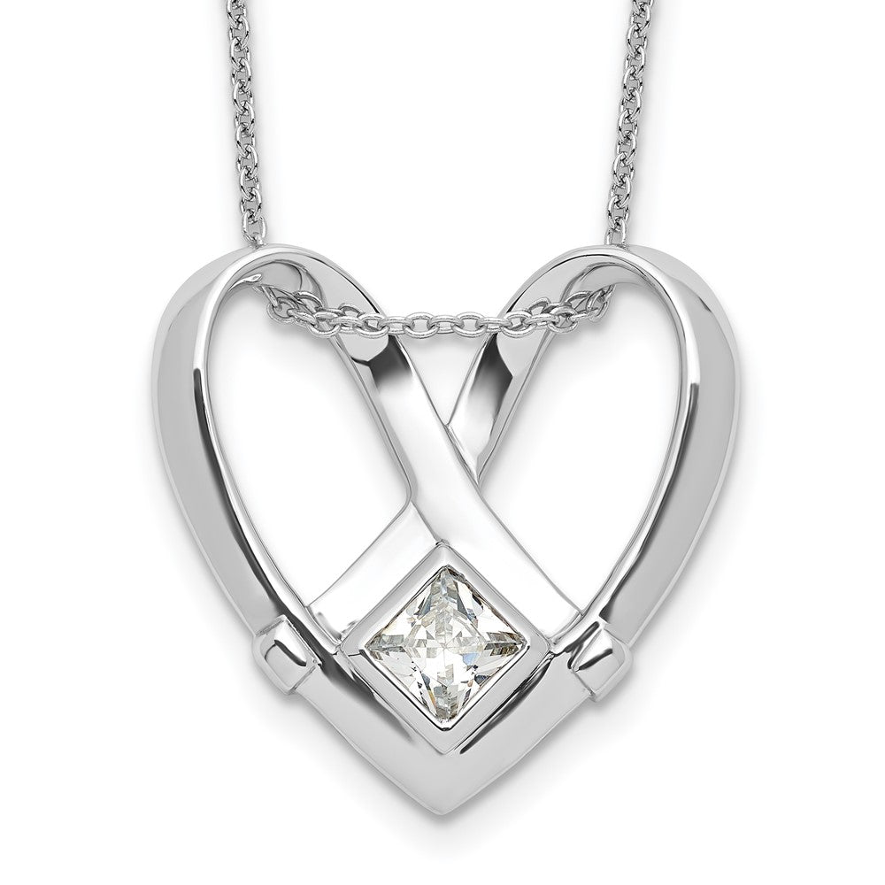 Sterling Silver Sentimental Expressions Rhodium-Plated Cz Captivated 18In. Necklace