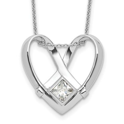 Sterling Silver Sentimental Expressions Rhodium-Plated Cz Captivated 18In. Necklace
