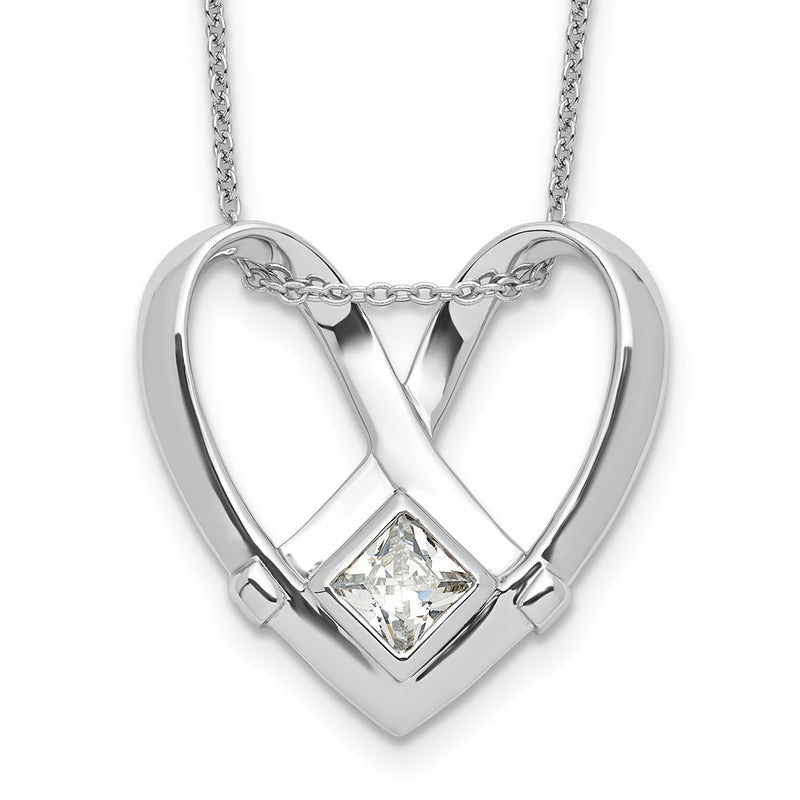 Sterling Silver Sentimental Expressions Rhodium-Plated Cz Captivated 18In. Necklace