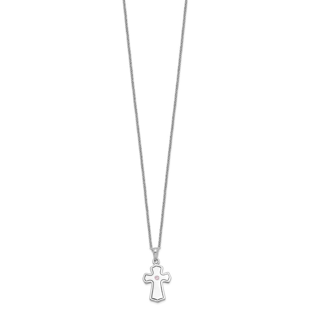 Sterling Silver Sentimental Expressions Rhodium-Plated Cz Child Of God (Girl) 14In. Necklace