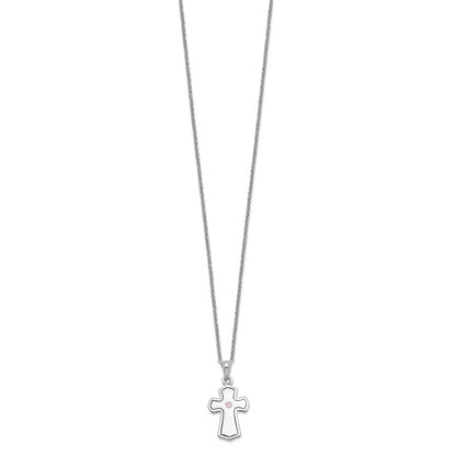 Sterling Silver Sentimental Expressions Rhodium-Plated Cz Child Of God (Girl) 14In. Necklace