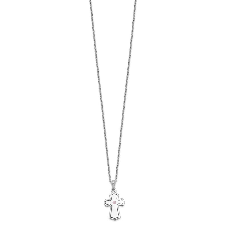 Sterling Silver Sentimental Expressions Rhodium-Plated Cz Child Of God (Girl) 14In. Necklace
