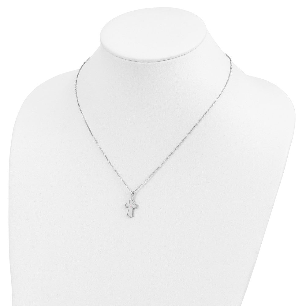 Sterling Silver Sentimental Expressions Rhodium-Plated Cz Child Of God (Girl) 14In. Necklace