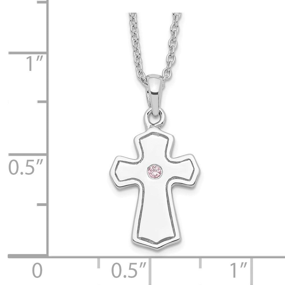 Sterling Silver Sentimental Expressions Rhodium-Plated Cz Child Of God (Girl) 14In. Necklace