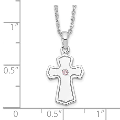 Sterling Silver Sentimental Expressions Rhodium-Plated Cz Child Of God (Girl) 14In. Necklace