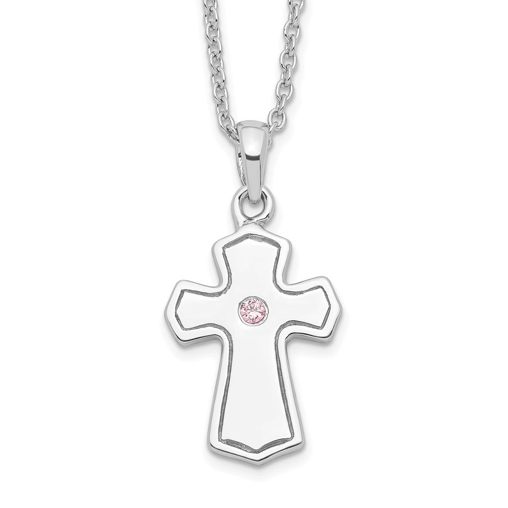 Sterling Silver Sentimental Expressions Rhodium-Plated Cz Child Of God (Girl) 14In. Necklace