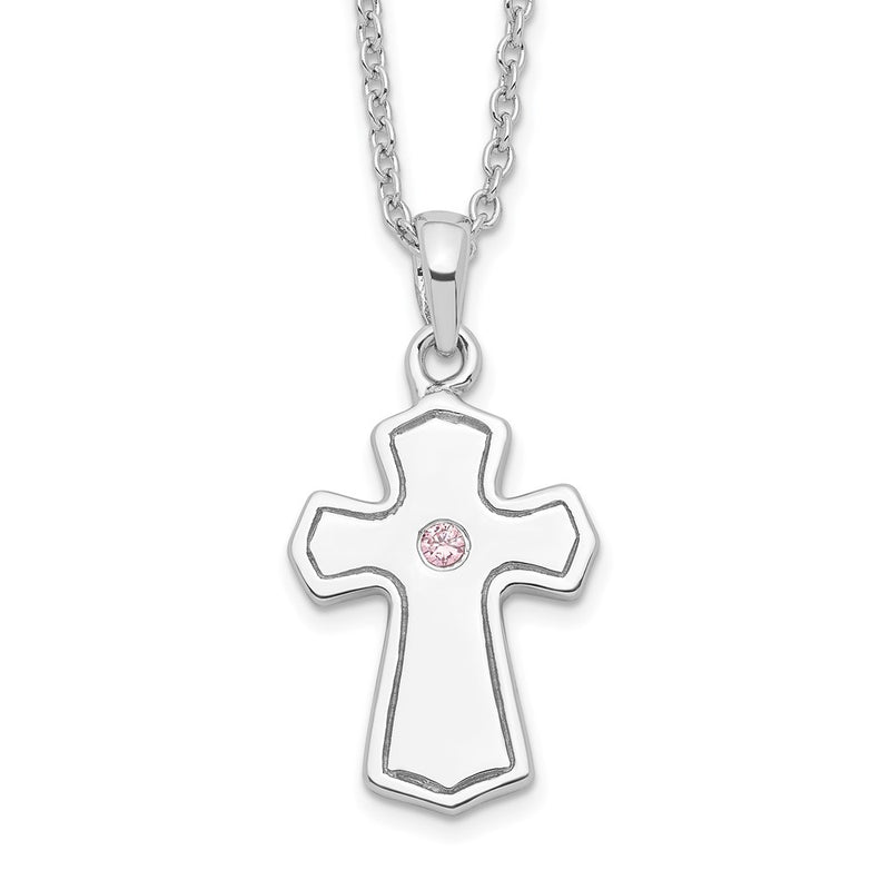 Sterling Silver Sentimental Expressions Rhodium-Plated Cz Child Of God (Girl) 14In. Necklace