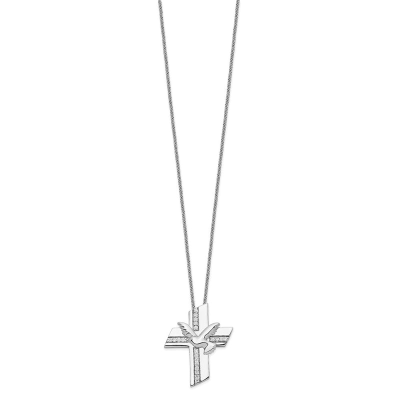 Sterling Silver Sentimental Expressions Rhodium-Plated Cz Confirmation Blessings 18In. Necklace