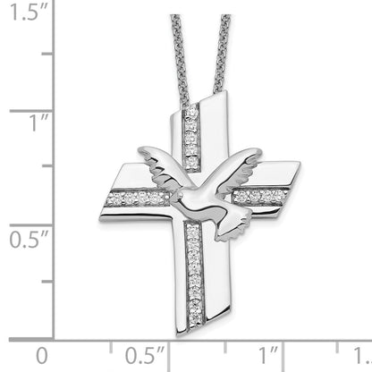 Sterling Silver Sentimental Expressions Rhodium-Plated Cz Confirmation Blessings 18In. Necklace