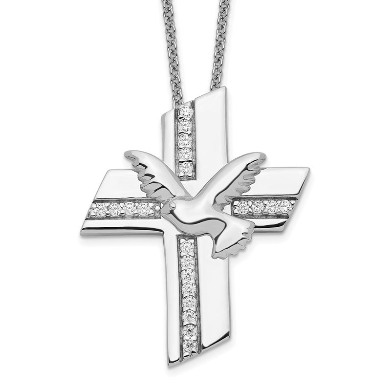 Sterling Silver Sentimental Expressions Rhodium-Plated Cz Confirmation Blessings 18In. Necklace