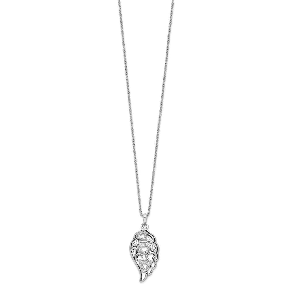 Sterling Silver Sentimental Expressions Rhodium-Plated Cz Wind Beneath My Wings 18In. Necklace
