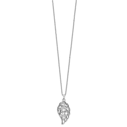 Sterling Silver Sentimental Expressions Rhodium-Plated Cz Wind Beneath My Wings 18In. Necklace