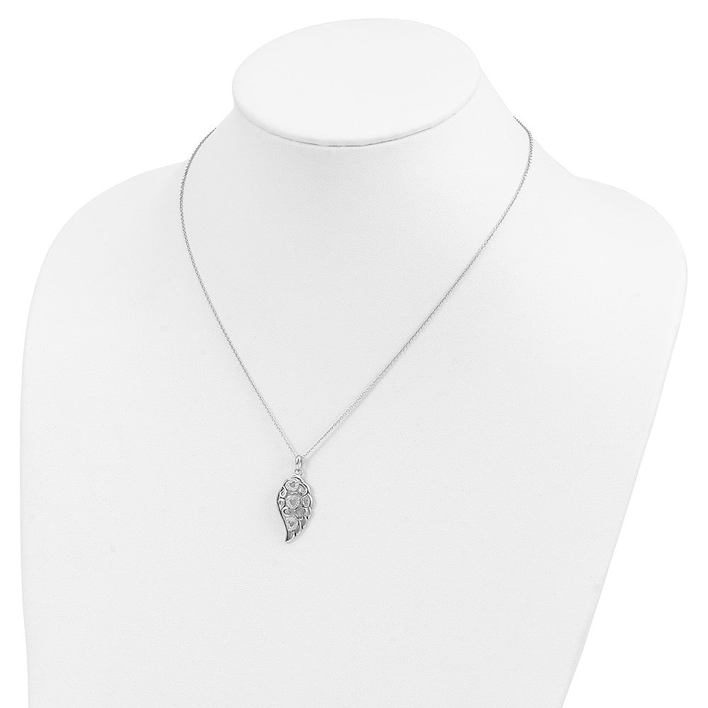 Sterling Silver Sentimental Expressions Rhodium-Plated Cz Wind Beneath My Wings 18In. Necklace