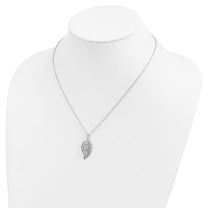 Sterling Silver Sentimental Expressions Rhodium-Plated Cz Wind Beneath My Wings 18In. Necklace