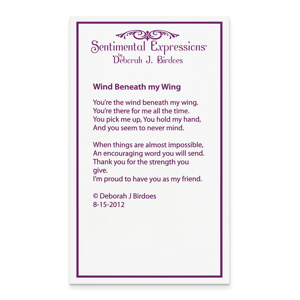 Sterling Silver Sentimental Expressions Rhodium-Plated Cz Wind Beneath My Wings 18In. Necklace