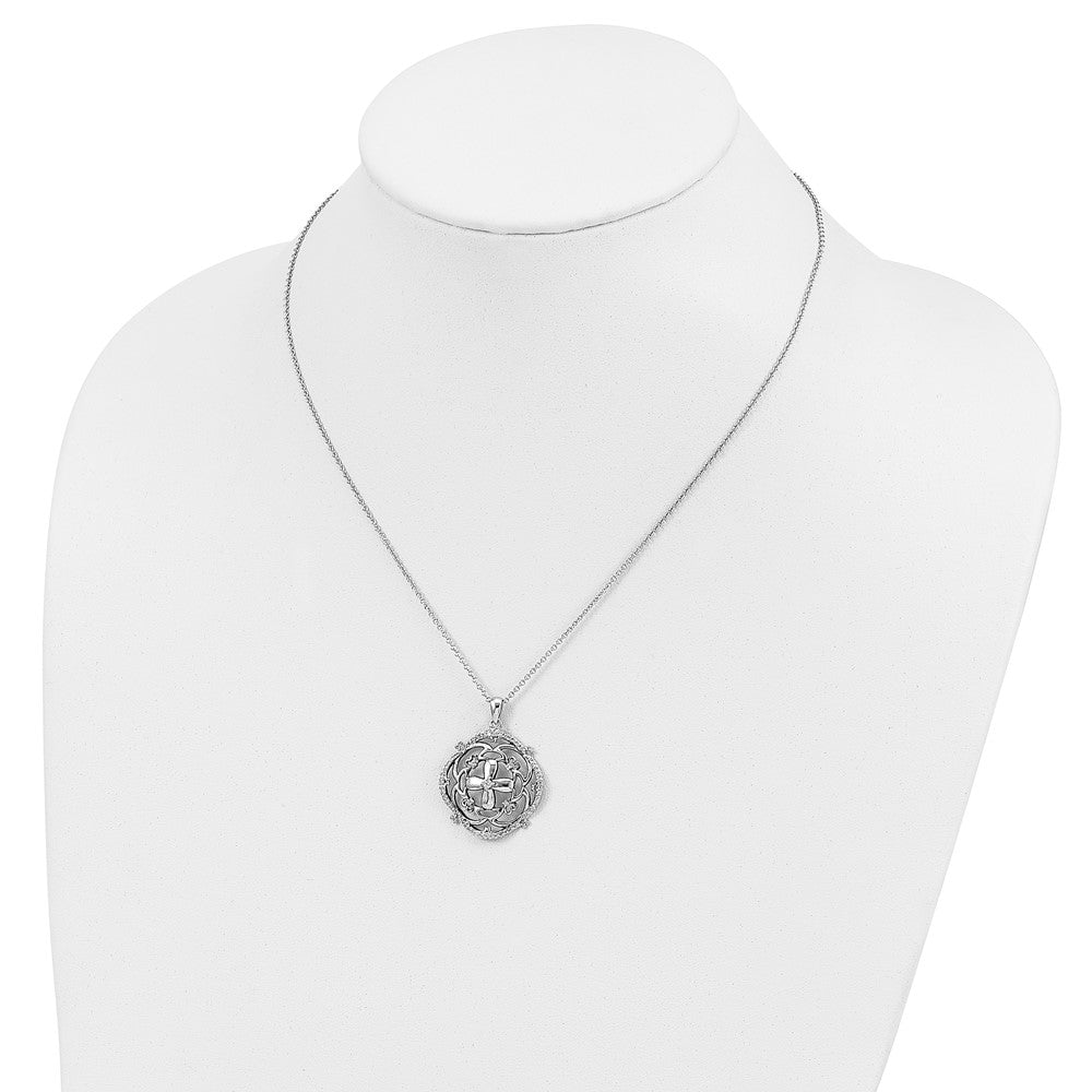 Sterling Silver Sentimental Expressions Rhodium-Plated Cz A Time For Miracles 18In. Necklace