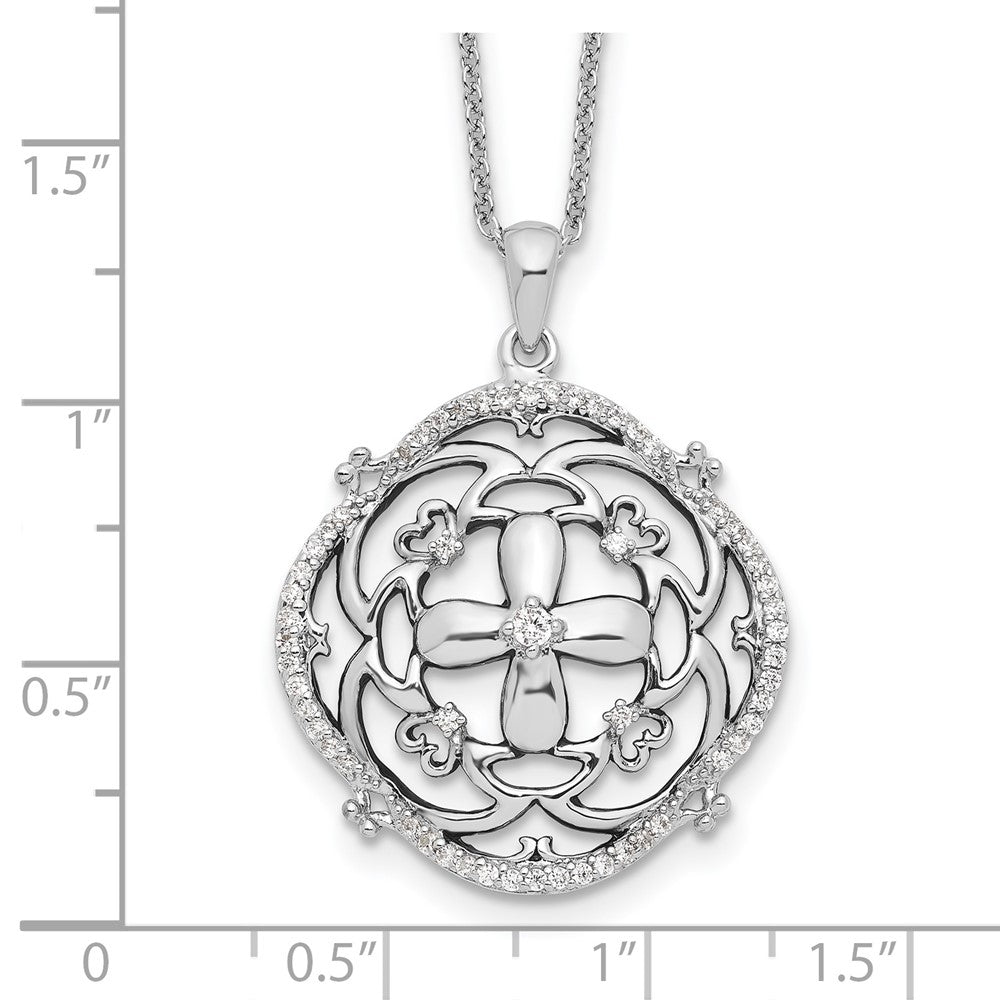 Sterling Silver Sentimental Expressions Rhodium-Plated Cz A Time For Miracles 18In. Necklace