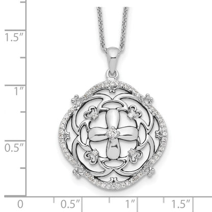 Sterling Silver Sentimental Expressions Rhodium-Plated Cz A Time For Miracles 18In. Necklace