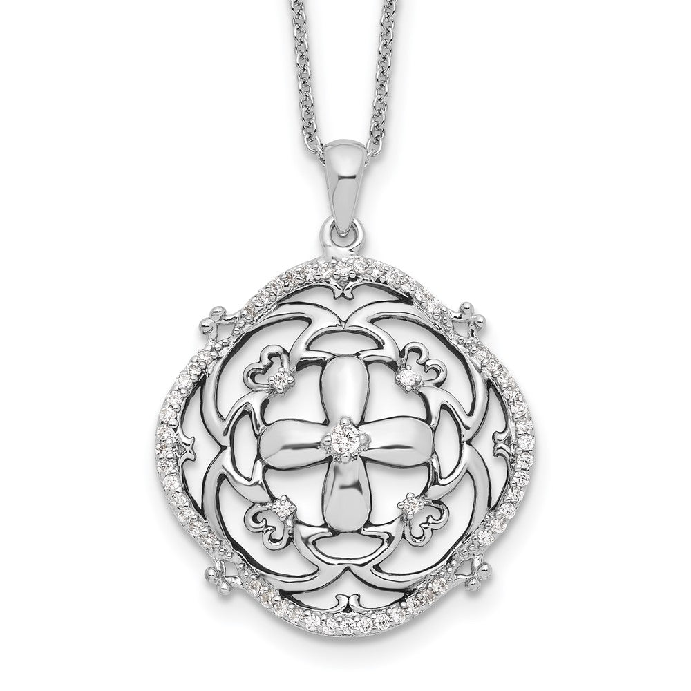 Sterling Silver Sentimental Expressions Rhodium-Plated Cz A Time For Miracles 18In. Necklace