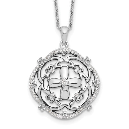 Sterling Silver Sentimental Expressions Rhodium-Plated Cz A Time For Miracles 18In. Necklace