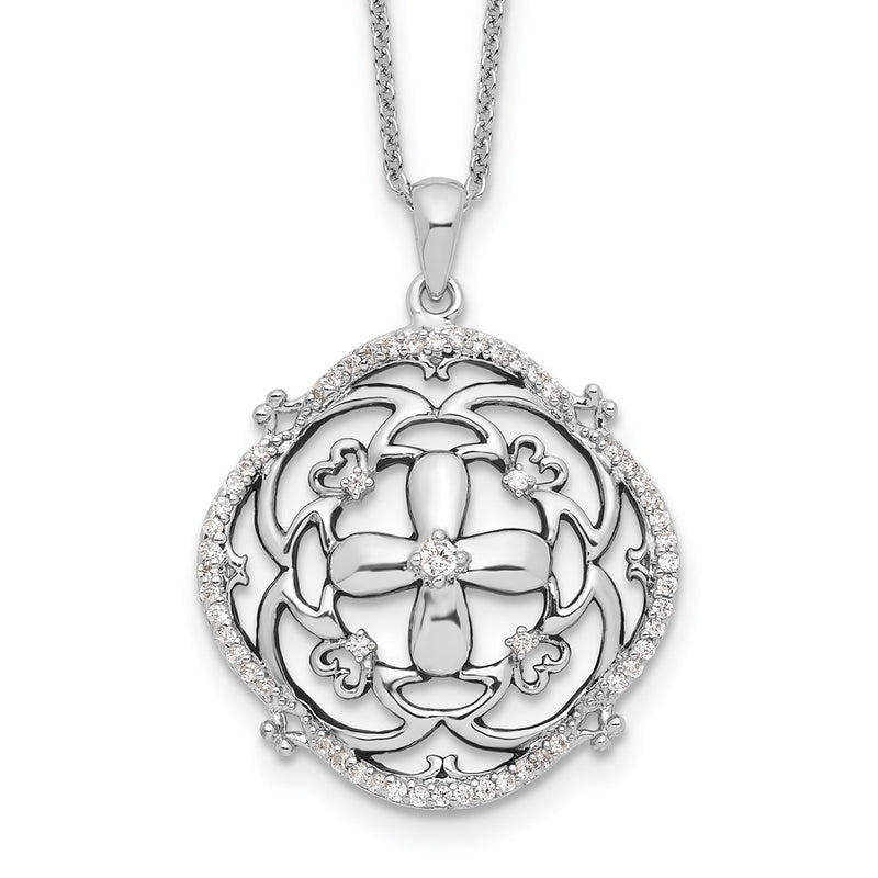 Sterling Silver Sentimental Expressions Rhodium-Plated Cz A Time For Miracles 18In. Necklace