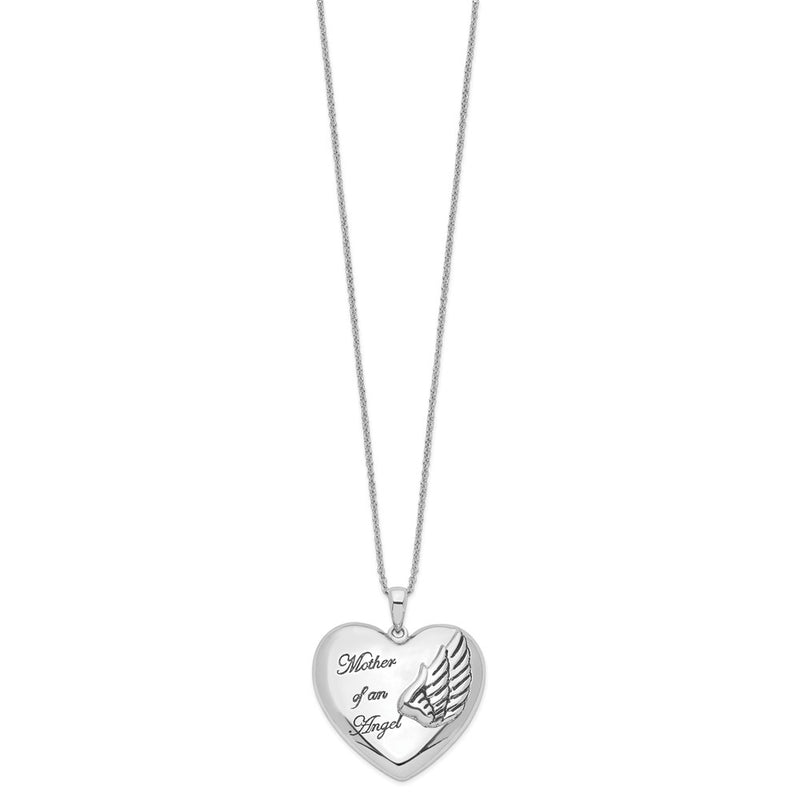 Sterling Silver Sentimental Expressions Rhodium-Plated And Antiqued Mother Of An Angel 18 Inch Necklace