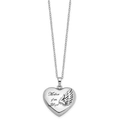 Sterling Silver Sentimental Expressions Rhodium-Plated And Antiqued Mother Of An Angel Heart Ash Holder 18 Inch Necklace