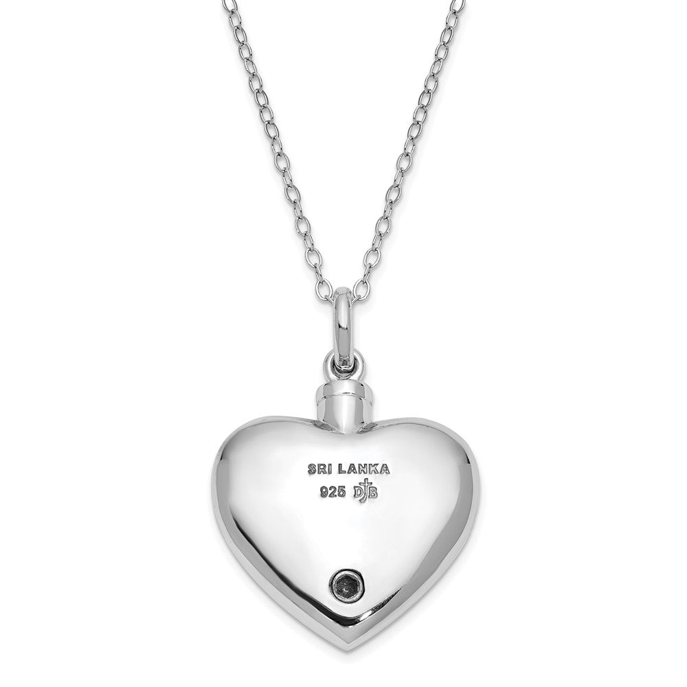 Sterling Silver Sentimental Expressions Rhodium-Plated And Antiqued Mother Of An Angel Heart Ash Holder 18 Inch Necklace