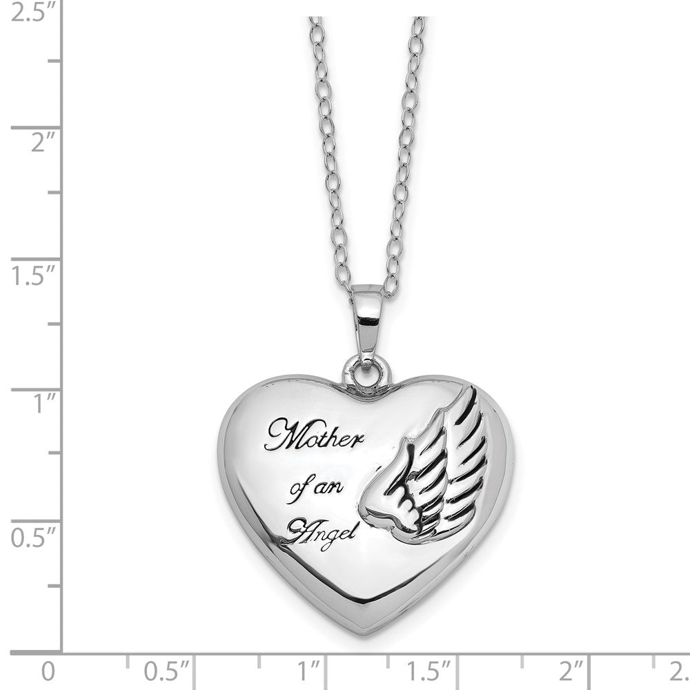 Sterling Silver Sentimental Expressions Rhodium-Plated And Antiqued Mother Of An Angel Heart Ash Holder 18 Inch Necklace