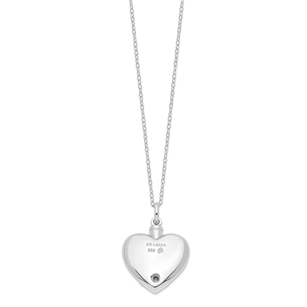 Sterling Silver Sentimental Expressions Rhodium-Plated Antiqued Grieving Heart Ash Holder 18 Inch Necklace