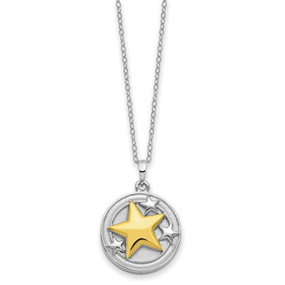 Sterling Silver Sentimental Expressions Rhodium-Plated Gold-Plated Your Brightest Star Ash Holder 18 Inch Necklace
