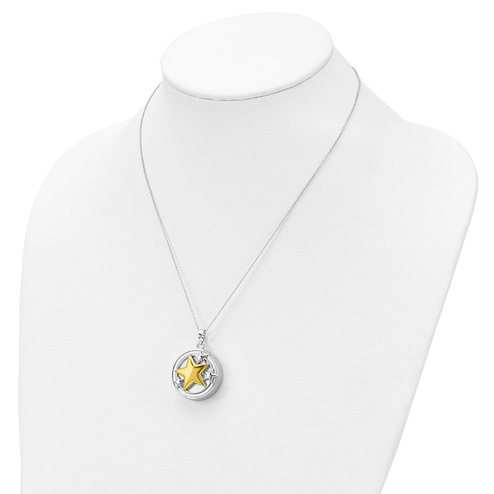 Sterling Silver Sentimental Expressions Rhodium-Plated Gold-Plated Your Brightest Star Ash Holder 18 Inch Necklace