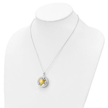 Sterling Silver Sentimental Expressions Rhodium-Plated Gold-Plated Your Brightest Star Ash Holder 18 Inch Necklace