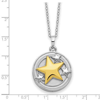 Sterling Silver Sentimental Expressions Rhodium-Plated Gold-Plated Your Brightest Star Ash Holder 18 Inch Necklace