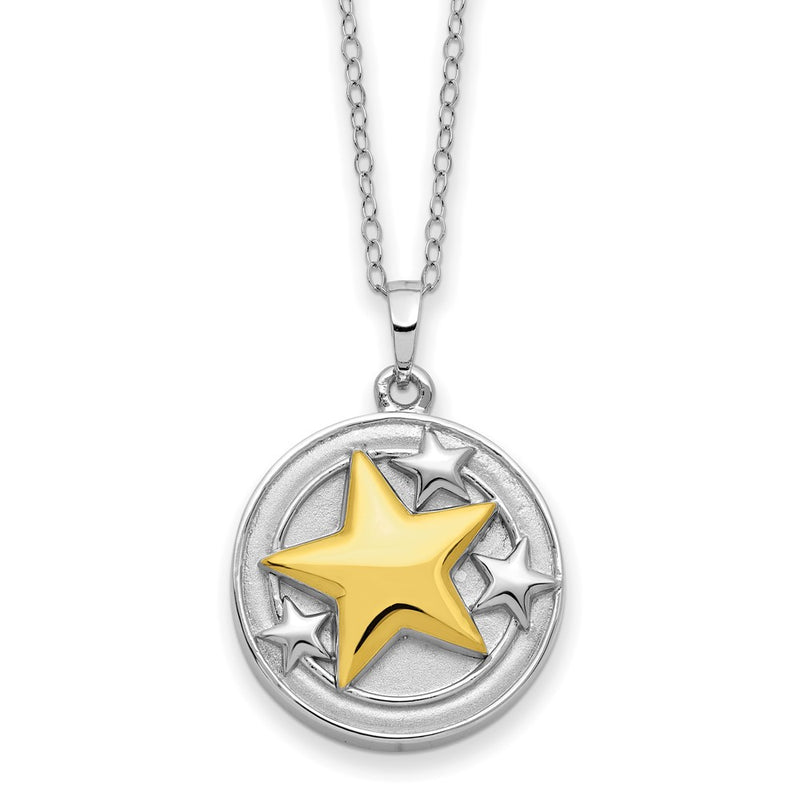 Sterling Silver Sentimental Expressions Rhodium-Plated Gold-Plated Your Brightest Star Ash Holder 18 Inch Necklace