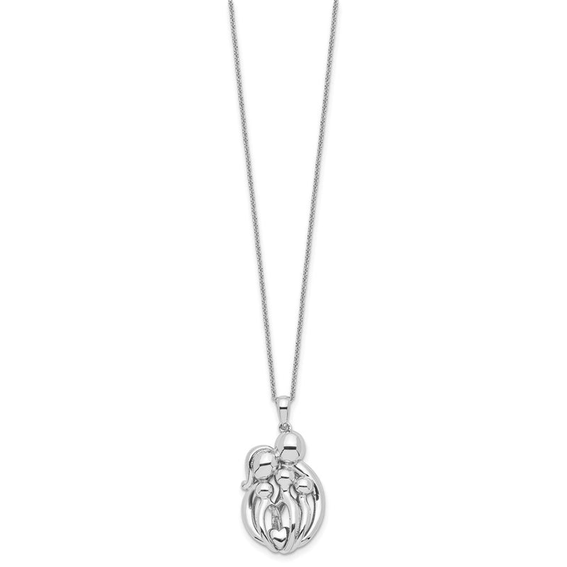 Sterling Silver Sentimental Expressions Rhodium-Plated Family Of 5 Gathering 18In. Necklace