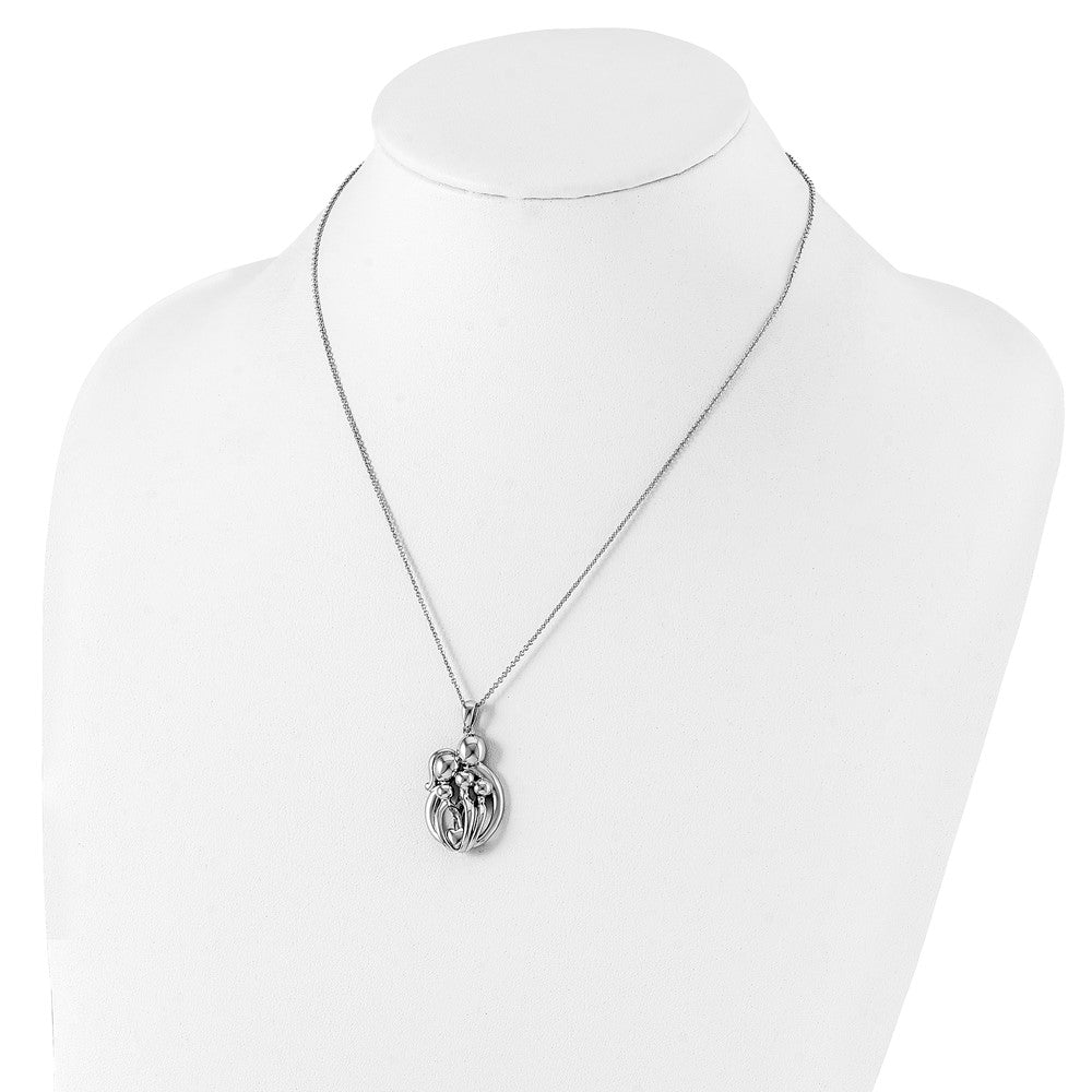 Sterling Silver Sentimental Expressions Rhodium-Plated Family Of 5 Gathering 18In. Necklace