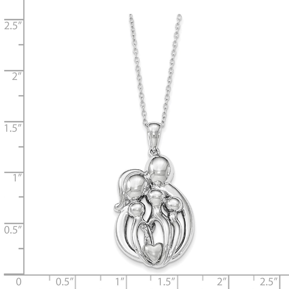 Sterling Silver Sentimental Expressions Rhodium-Plated Family Of 5 Gathering 18In. Necklace