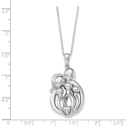 Sterling Silver Sentimental Expressions Rhodium-Plated Family Of 5 Gathering 18In. Necklace
