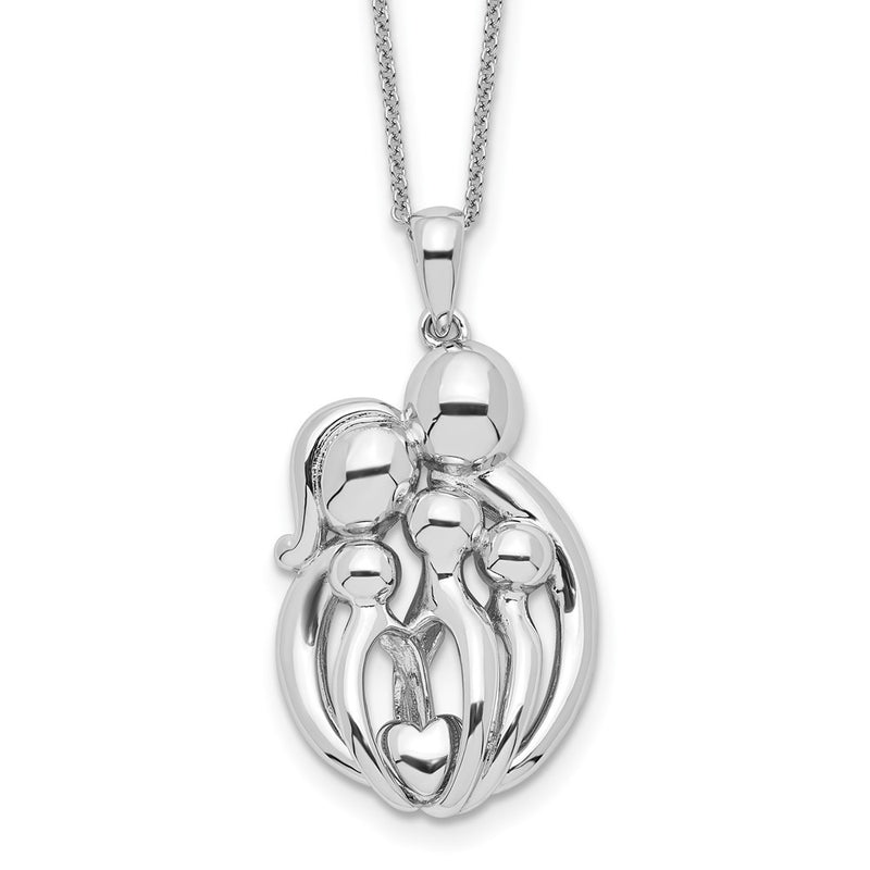 Sterling Silver Sentimental Expressions Rhodium-Plated Family Of 5 Gathering 18In. Necklace