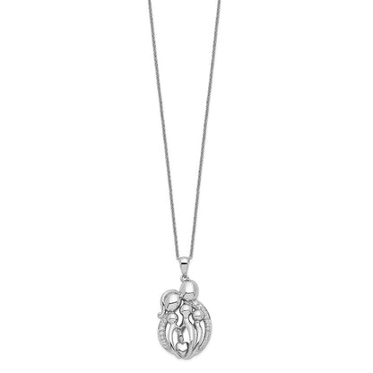 Sterling Silver Sentimental Expressions Rhodium-Plated Cz Family Of 5 Gathering 18In. Necklace