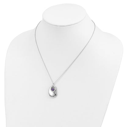Sterling Silver Sentimental Expressions Rhodium-Plated Antiqued Cz For You Grandma 18In. Necklace