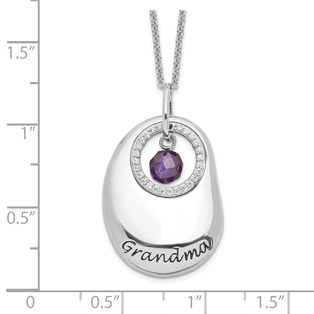 Sterling Silver Sentimental Expressions Rhodium-Plated Antiqued Cz For You Grandma 18In. Necklace