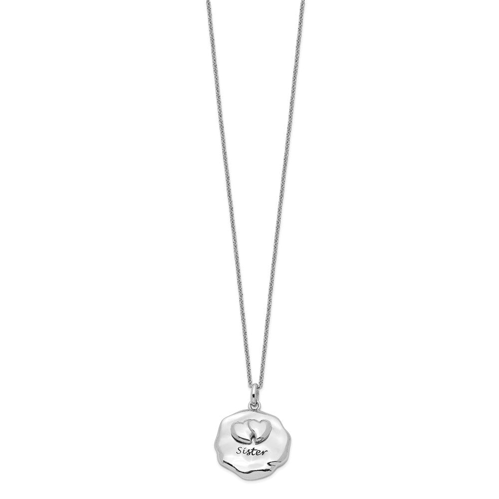 Sterling Silver Sentimental Expressions Rhodium-Plated Antiqued For You My Sister 18In. Necklace