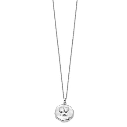 Sterling Silver Sentimental Expressions Rhodium-Plated Antiqued For You My Sister 18In. Necklace