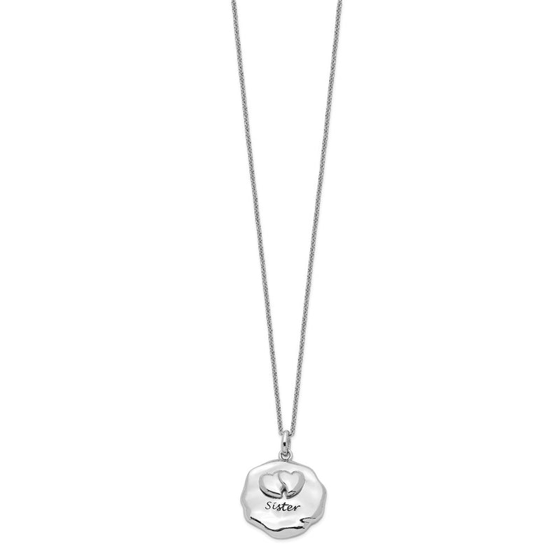 Sterling Silver Sentimental Expressions Rhodium-Plated Antiqued For You My Sister 18In. Necklace